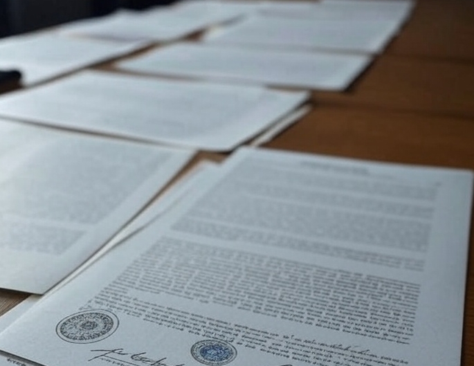 Team verifying documents in office